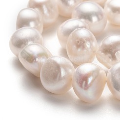 天然養殖淡水パールビーズ連売り  研磨両側  ホワイト  10x11~12mm  穴：0.8mm  約33個/連  14.17インチ（36cm）&nbsp;PEAR-L033-55-01