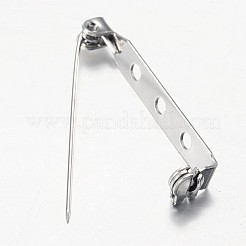 アイアン製ブローチパーツ  バックバーピン  プラチナ  33x5x7mm  穴：2mm&nbsp;E024Y