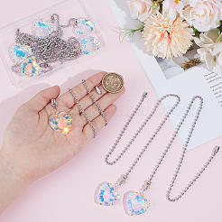 8Pcs Heart Glass Charms Ceiling Fan Pull Chain Extenders&nbsp;HJEW-NB00241