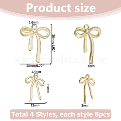 32本4スタイルアロイペンダント  蝶結び  ミックスカラー  19~26x13~20x2~4mm  穴：1.4~1.6mm  8個/スタイル&nbsp;FIND-HS0001-93