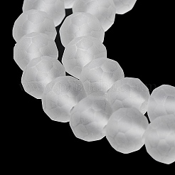 透明ガラスビーズ連売り  多面カット  艶消し  ロンデル  ホワイトスモーク  8mm  穴：1mm  約60~62個/連  39~40cm&nbsp;EGLA-A034-T8mm-MD19
