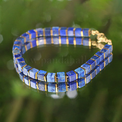 Natural Lapis Lazuli Cube Beaded Bracelets&nbsp;WGC95D4-01