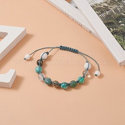 Natural & Synthetic Mixed Gemstone Round Braided Bead Bracelet&nbsp;BJEW-JB09274
