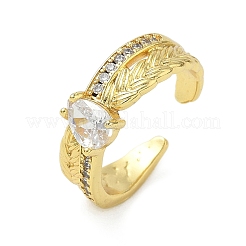 Brass Micro Pave Cubic Zirconia Cuff Open Rings&nbsp;RJEW-C163-09G