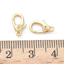 Flat Round Brass Micro Pave Clear Cubic Zirconia Lobster Claw Clasps&nbsp;KK-Z136-22G-01