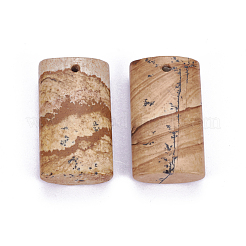 天然石ピクチャージャスパーペンダント  長方形  29.5~30x16.5x7mm  穴：1.6~1.8mm&nbsp;G-F614-02