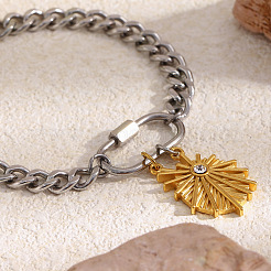 Duo Tone 304 Stainless Steel Shell Shape Charm Bracelets for Women&nbsp;WG49D03-01