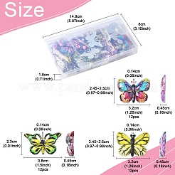 36個 3スタイルのプリント半透明アクリルパーツ  蝶  ミックスカラー  23~25x32~38x4.5mm  穴：1.4mm  12個/スタイル&nbsp;MACR-FS0001-99