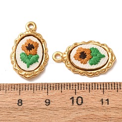 304 Stainless Steel & Cloth Embroidered Pendants&nbsp;FB-CBAFBAF-10G-02