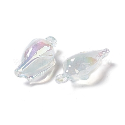 UVメッキアクリルパーツ  グリッターパウダー付き  ABカラー  コンクチャーム  薄緑  33x15x11.5mm  穴：3mm&nbsp;PACR-M003-09E
