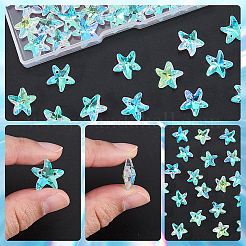 透明ファセットガラスコネクターチャーム80個  クリアAB  スター  14x14.5~15x6.5mm  穴：1.2mm&nbsp;GLAA-SP0001-88E-02
