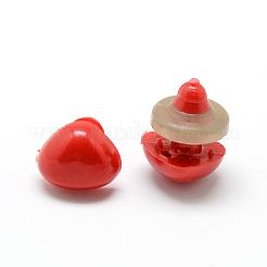 クラフト用品プラスチック人形の鼻パーツ  安全鼻  レッド  13x18mm  ピン：6mm&nbsp;KY-R072-07B