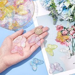 60色電気メッキアクリルパーツ6個  ABカラーメッキ  蝶  ミックスカラー  31x41x4mm  穴：1.2mm  10個/カラー&nbsp;PACR-NB0001-06
