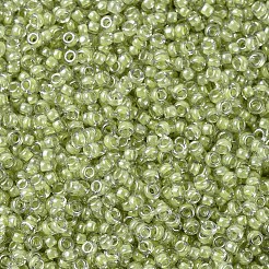 MIYUKIラウンドロカイユビーズ  日本製シードビーズ  11/0  （rr378)ライトオリーブライニングクリスタル光沢  11/0  2x1.3mm  穴：0.8mm  約5500個/50g&nbsp;SEED-X0054-RR0378