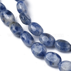 天然ブルースポットジャスパービーズ連売り  オーバル  8x6x3.5~4mm  穴：1mm  約45~52個/連  15.16~15.74インチ（38.5~40cm）&nbsp;G-Z006-A01