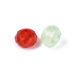 クリアアクリルヨーロピアンビーズ  ロンデル  大穴ビーズ  グリッターパウダー付き  多面カット  ミックスカラー  13.5x8mm  穴：5.5mm  約657個/500g&nbsp;OACR-Q200-14