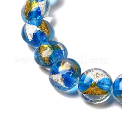 Handmade Gold Foil and Silver Foil Lampwork Flat Round Beads&nbsp;FOIL-C001-02F