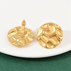 304 Stainless Steel Hammered Flat Round Stud Earrings&nbsp;EJEW-A138-04G