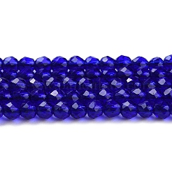透明ガラスビーズ連売り  多面カットラウンド  ミディアムブルー  2mm  穴：0.8mm  約160~178個/連  13.58 ~14.17インチ（34.5~36cm）&nbsp;GLAA-H021-04-09