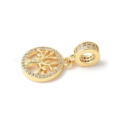 Brass Micro Pave Cubic Zirconia European Dangle Charms&nbsp;ZIRC-I071-22G-01