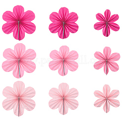 紙製吊り下げ飾り9個  花  ショッキングピンク  122x21x8mm&nbsp;HJEW-SP0001-44C