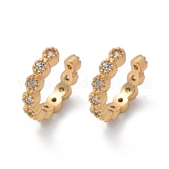 Golden Plated Brass Micro Pave Cubic Zirconia Cuff Earrings&nbsp;EJEW-L244-22B