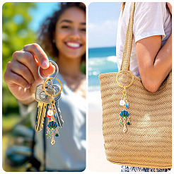 Shell Shape Alloy & Enamel & ABS Plastic Imitation Pearl Keychains&nbsp;KEYC-TADJ00006