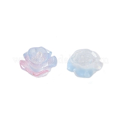 蓄光樹脂デコデンカボション  暗闇で光る  三色の花  ミックスカラー  9.5x9.5x4.5mm&nbsp;RESI-K036-09C