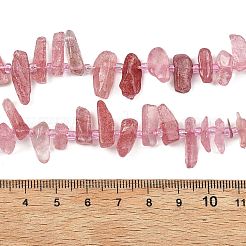 天然石ストロベリークォーツビーズ連売り  チップ  グレードA  シードビーズで  6~22x3~8x1~8mm  穴：1mm  約66~78個/連  15.55''（39.5センチメートル）&nbsp;G-F821-D02-01