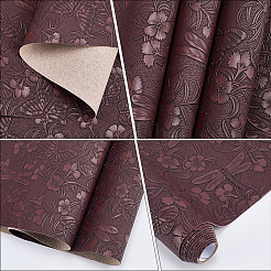 塩ビ革生地  DIYクラフト作り用品用  花柄  ココナッツブラウン  1370x301x0.8mm&nbsp;DIY-WH20081-097B