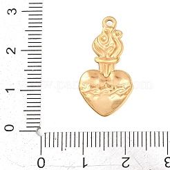304ステンレスペンダント  燃える聖心のお守り  ゴールドカラー  26x13.5x3mm  穴：1.4mm&nbsp;STAS-D264-06E-G