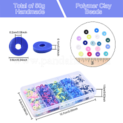 50g5色手作りポリマークレイビーズ  ヒシビーズ  ジュエリー工芸用品のDIY用  ディスク/フラットラウンド  ミックスカラー  6x1mm  穴：2mm  10 G /カラー&nbsp;CLAY-YW0002-28