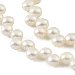 天然養殖淡水パールビーズ連売り  トップ掘削  半円  古いレース  5~6mm  穴：0.5mm  約47個/連  8.66インチ（22cm）&nbsp;PEAR-A006-20