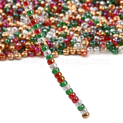 4色11/0クリスマスミユキラウンドロカイユシードビーズ  rr160 と rr173 と rr82 と rr254  ミックスカラー  2x1.3mm  穴：0.8mm  約5500個/50g&nbsp;SEED-X0058-18