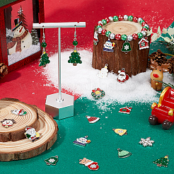 60個 15スタイル クリスマステーマ 合金エナメルペンダント  混合図形  17~30.5x13.5~60x1~2.5mm  穴：1.4~1.8mm  4個/スタイル&nbsp;ENAM-SC0005-56