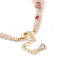 Natural Strawberry Quartz & Agate & Natural Pearl Beaded Bracelets&nbsp;BJEW-C068-08G