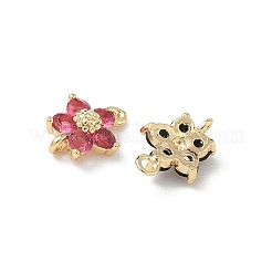 Brass Pave Cubic Zirconia Flower Links Connector Charms&nbsp;KK-H089-34G