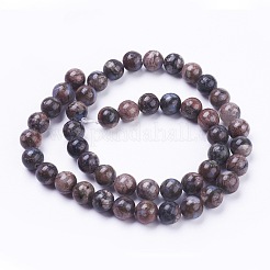天然藍閃石ビーズ連売り  ラウンド  サドルブラウン  4mm  穴：0.8mm  約62個/連  15.3インチ（39cm）&nbsp;G-G735-54-4mm