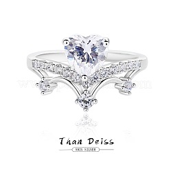 Rhodium Plated 925 Sterling Silver Micro Pave Cubic Zirconia Finger Rings for Women&nbsp;WG9CD14-03