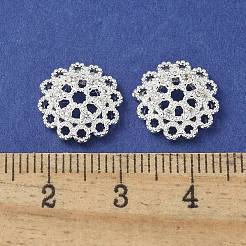 真鍮製クリアキュービックジルコニアビーズキャップ  ニッケルフリー  花  銀  12x4mm  穴：1.6mm&nbsp;KK-A236-15C-S