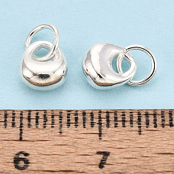 スターリングシルバーの長寿ロックチャーム925個  丸カン付き  銀  7.1x6.2x3.8mm  穴：3.8mm&nbsp;STER-T008-30S-03