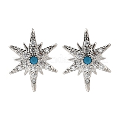 Star Brass Micro Pave Cubic Zirconia Ear Studs&nbsp;EJEW-D304-36P