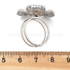304ステンレススチール指輪  淡水パールビーズ付き  花  ステンレス鋼色  usサイズ6（16.5mm）&nbsp;RJEW-S396-01P