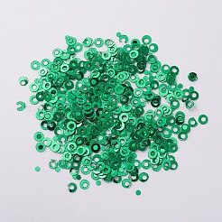 オーナメントアクセサリープラスチック製スパンコール/スパンコールビーズ  リング  グリーン  2x0.1mm  穴：0.8mm&nbsp;PVC-E001-06-YD02