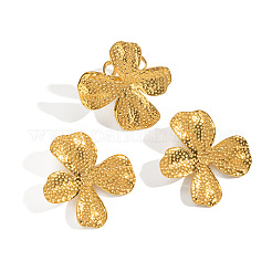 Stainless Steel Textured Flower Stud Earring & Ring Set&nbsp;EP0939-3