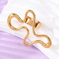 304ステンレススチール製調節可能な女性用オープンカフリング  ナゲット  18KGP本金メッキ  内径：17.8mm&nbsp;RJEW-A064-01G