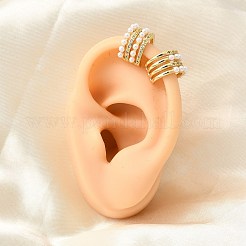 Brass Micro Pave Clear Cubic Zirconia Cuff Earrings&nbsp;EJEW-C186-01C-G