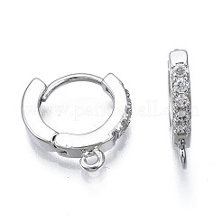 Brass Micro Pave Cubic Zirconia Huggie Hoop Earring Findings&nbsp;X-KK-T063-012P-NF