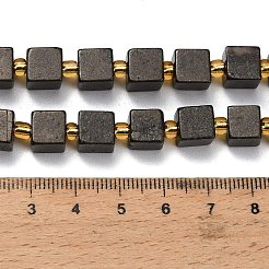 天然ゴールドパイライト/ゴールデンパイライトビーズ連売り  キューブ  シードビーズで  8~8.5x8~8.5x8~8.5mm  穴：1.2mm  約18個/連  7.80''（19.8センチメートル）&nbsp;G-F833-N01-01