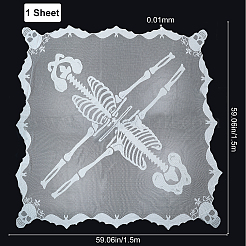 ポリエステルレーススケルトンポンチョ  ハロウィンコスチュームアクセサリー  ホワイト  1500x1500x0.01mm&nbsp;AJEW-WH0270-25